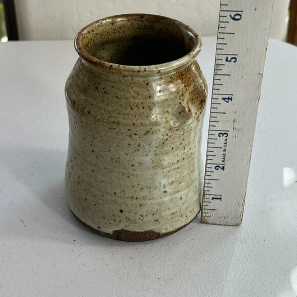 Studio Art Pottery Vase Speckled Glazed Brown Hand Thrown 5" - Picture 7 of 11